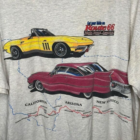 VTG 90’s Route 66 Main Street Muscle Cars America Graphic Shirt Size XL - Picture 2 of 4